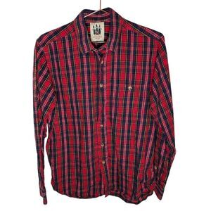 Cozy Cabin Flannels Kiel James Patrick Plaid Button Down Shirt Red Mens Medium